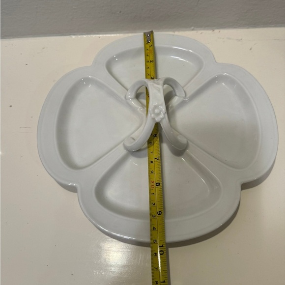 Vintage Limoges France White Porcelain Sectioned Tray w/ Floral Detailed Handle - Picture 8 of 9
